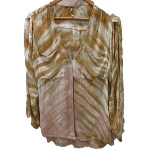 (YFB) Young, Fabulous and Broke tie-dye blouse-Gold/pink/white/blue. Size S